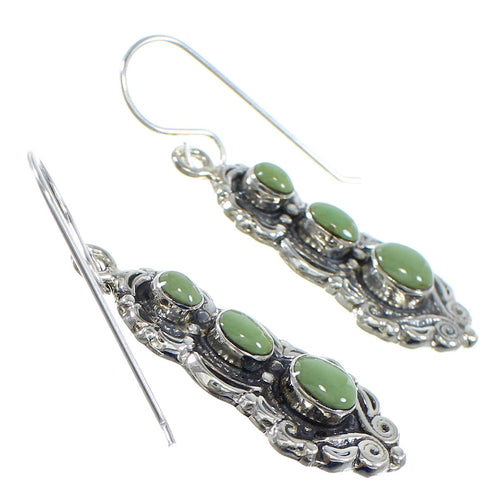 Authentic Sterling Silver Turquoise Hook Dangle Earrings RX55258